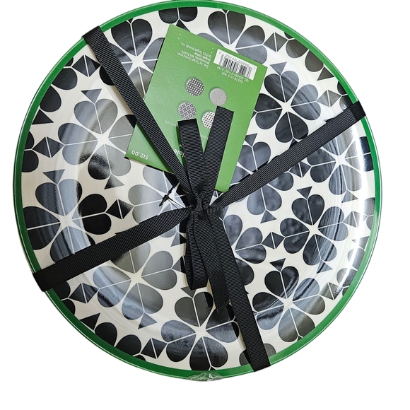 Kate Spade For Target Melamime Black and White Clover Plates Set Dinner & Salad - Picture 2 of 4